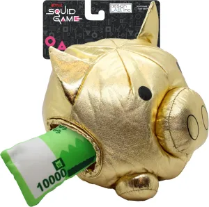 Squid Game Official Merchandise | Plush Toys for Dogs | Gold Nesting Bank with Green Play Money | Interactive Play Toy for Indoor Fun