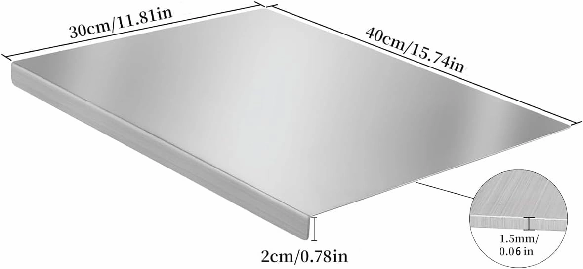 Stainless Steel Cutting Boards with Lip,Heavy Cutting Board For Kitchen,Chopping Boards for Countertop,Large Metal cutting board suitable for meat, fruits, vegetables, bread, and baking