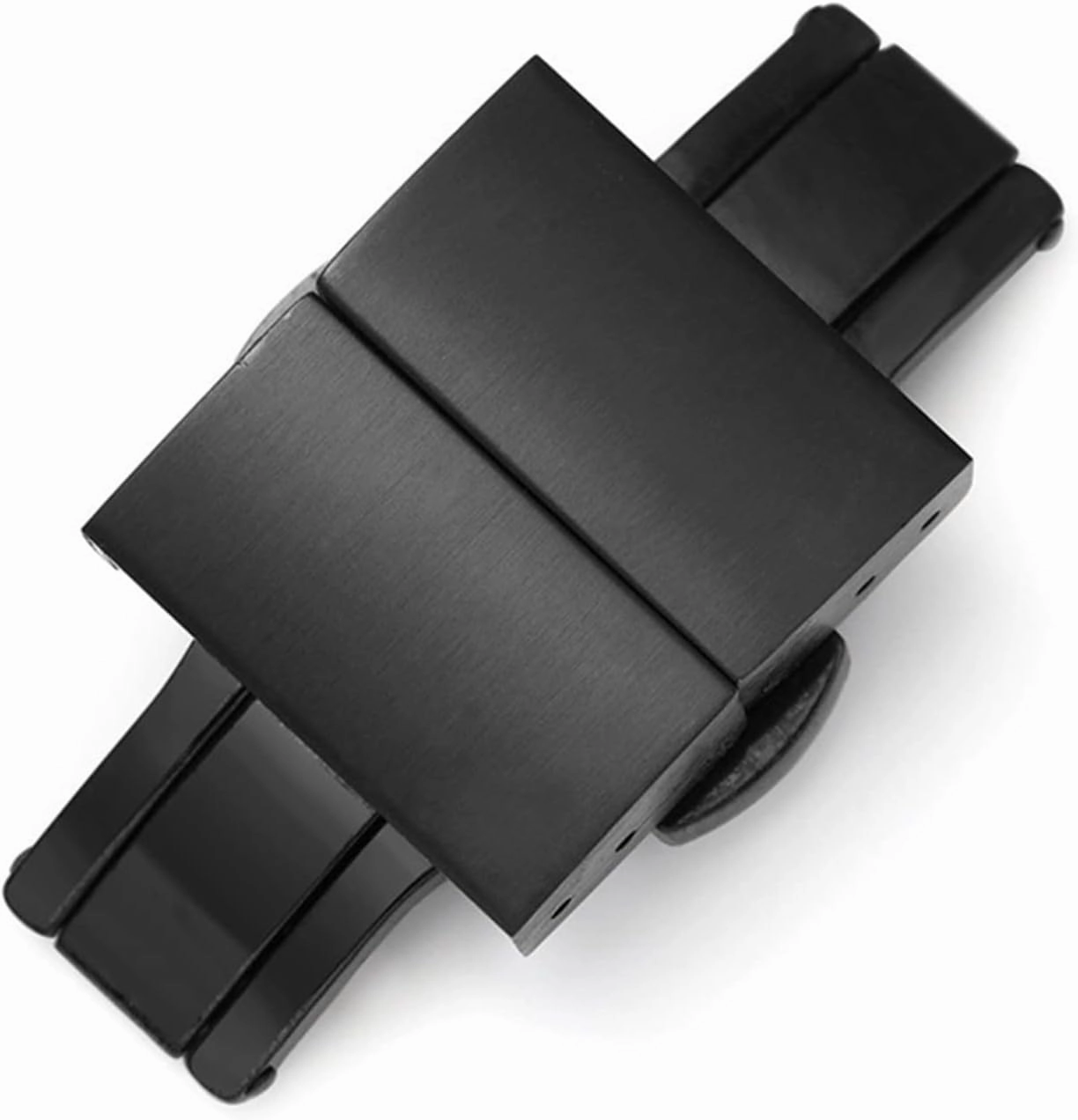 Stainless Steel Strap Buckle Fit for Huawei Fit for Garmin Fit for Fossi 16 18 20 22mm Double Press Butterfly Buckle Solid Color Metal Watch Clasp(Black 16mm)