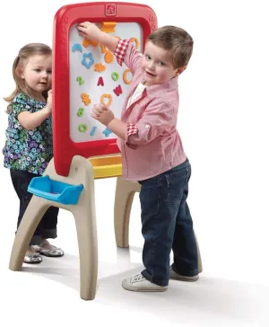 Step2 All Around Easel for Two, Kids Activity Table, Double-Sided Art Board, Made of Durable Plastic, Includes 94-Piece Soft Foam Magnets, For Toddlers 3  Years Old