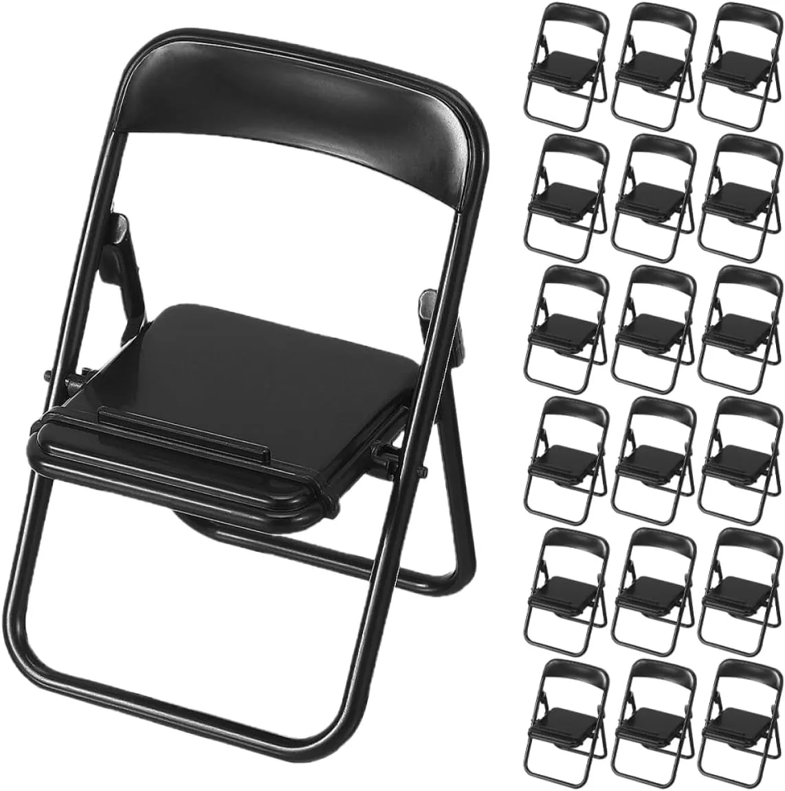 STOBOK 32Pcs Mini Folding Chair Phone Stand Cute Dollhouse Furniture Portable Miniature Folding Chair Accessories for Cell Phones Viewing Angles Space Saving Design