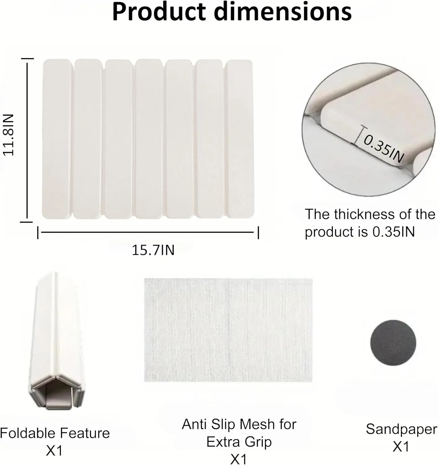 Stone Drying Mat for Kitchen Counter, Small Fast Drying Natural Diatomaceous Earth Dish Drying Mat, Collapsible, Easy Clean, Absorbent, Eco-Friendly Countertop Mats, Perfect Family Gift, 16"x12",White