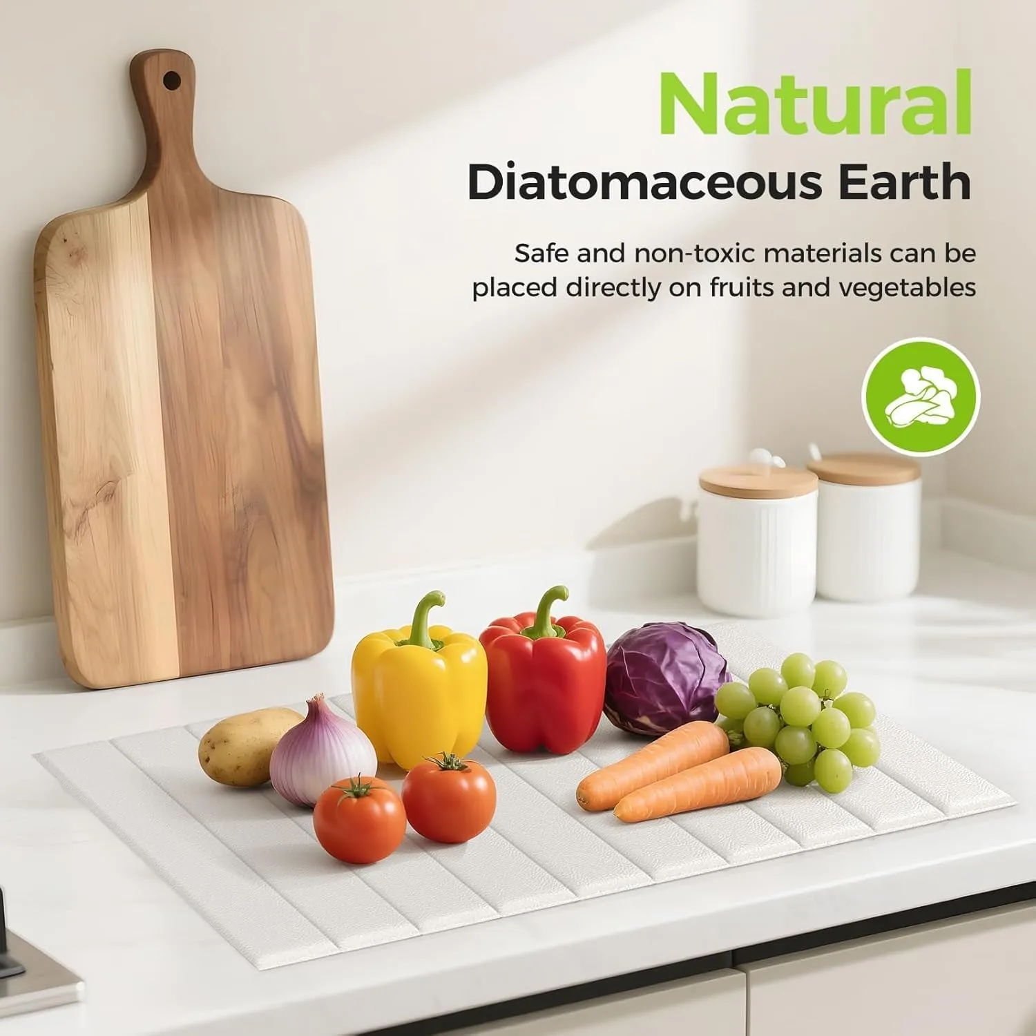 Stone Drying Mat for Kitchen Counter, Small Fast Drying Natural Diatomaceous Earth Dish Drying Mat, Collapsible, Easy Clean, Absorbent, Eco-Friendly Countertop Mats, Perfect Family Gift, 16"x12",White