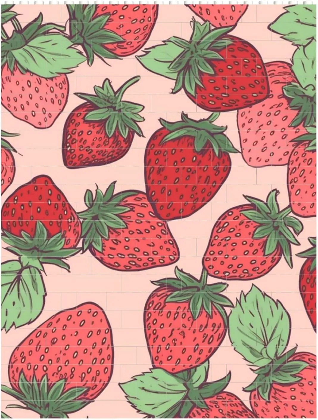 Strawberry Pattern Building Block Puzzle Personalized Building Bricks Block Puzzle Building Family Keepsake DIY Brick Block Puzzles Valentine's Day Gifts for Home Decor Brick Puzzle