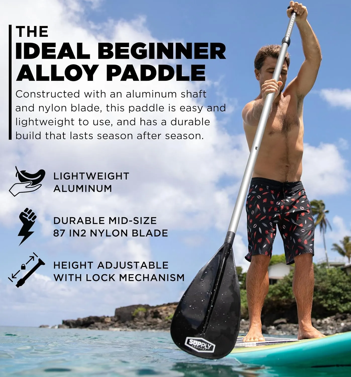 Sup Supply - 3 Piece Adjustable Stand-up Paddle Board Paddle - Aluminum Floating, Lightweight & Durable for Travel
