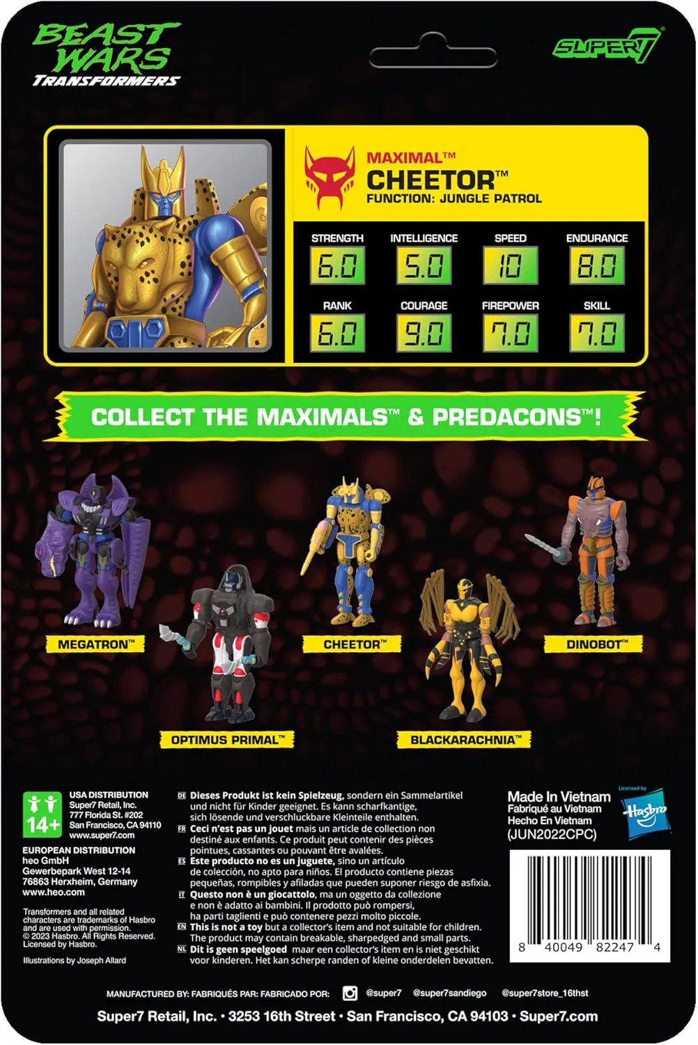 Super7 Transformers Beast Wars Cheetor - 4" Transformers Action Figure with Accessory Classic Cartoon Collectibles and Retro Toys