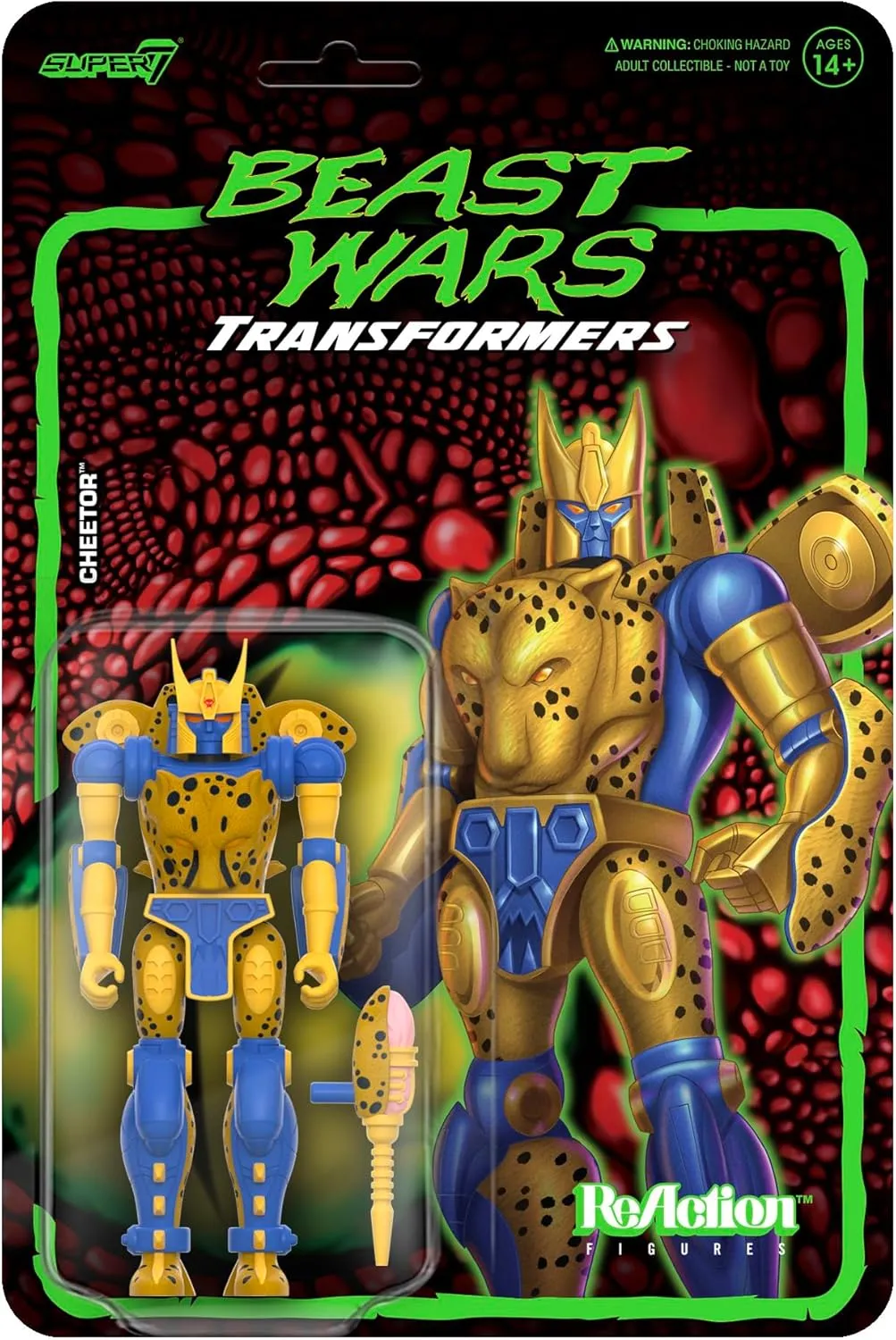 Super7 Transformers Beast Wars Cheetor - 4" Transformers Action Figure with Accessory Classic Cartoon Collectibles and Retro Toys