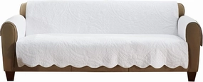 SureFit Heirloom Quilted Cotton Furniture Cover with Scallop Edge, Sofa Cover, Pet Friendly, Machine Washable, Grey
