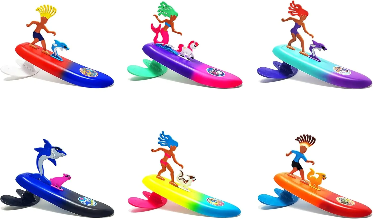 Surfer Dudes Legends & Surfer Pets Wave Powered Mini-Surfer, Pet and Surfboard Beach Toy - Laguna Luna and Astra