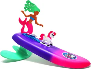 Surfer Dudes Legends & Surfer Pets Wave Powered Mini-Surfer, Pet and Surfboard Beach Toy - Laguna Luna and Astra