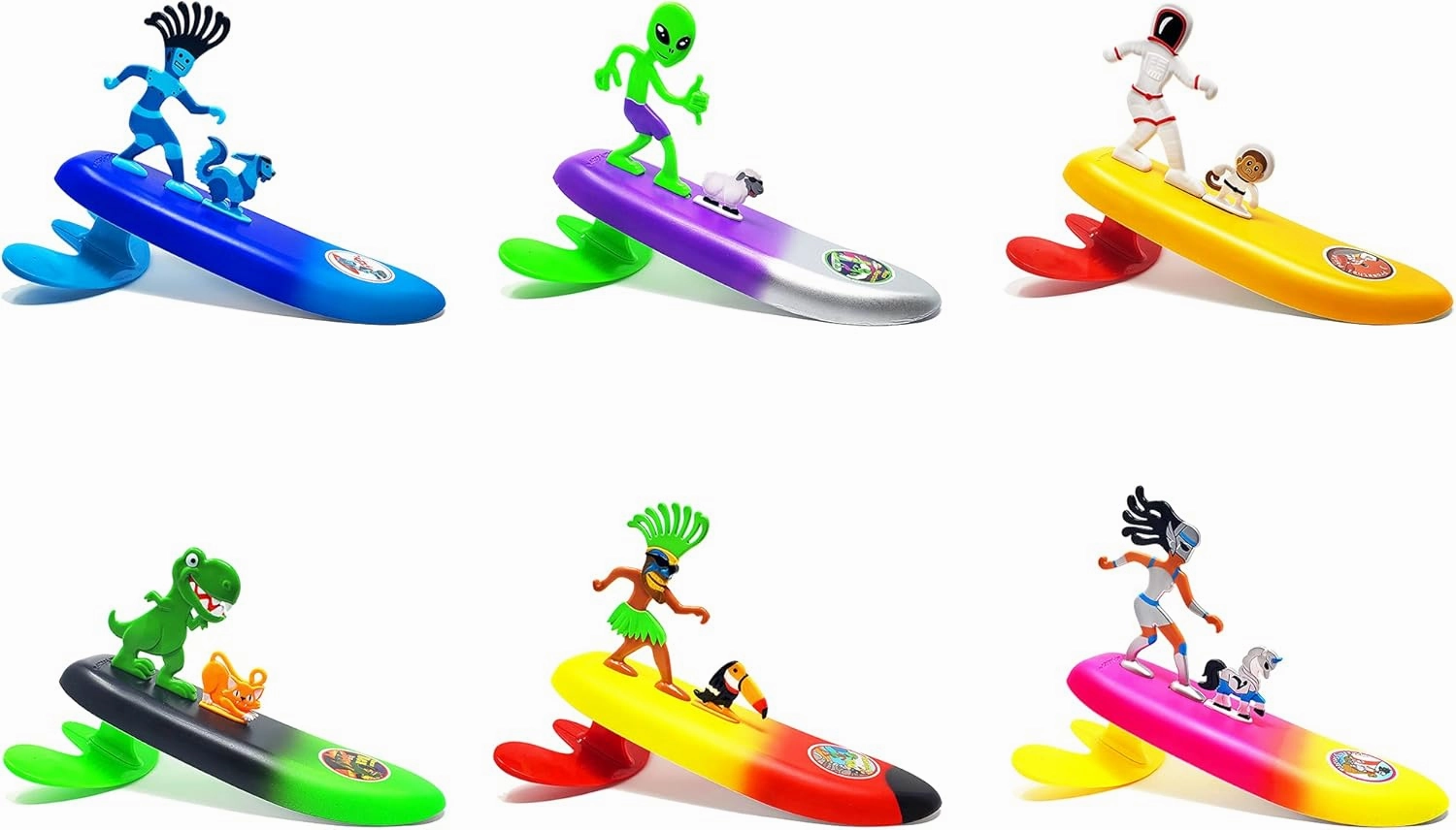 Surfer Dudes Legends & Surfer Pets Wave Powered Mini-Surfer, Pet and Surfboard Beach Toy - H2O and Rusty