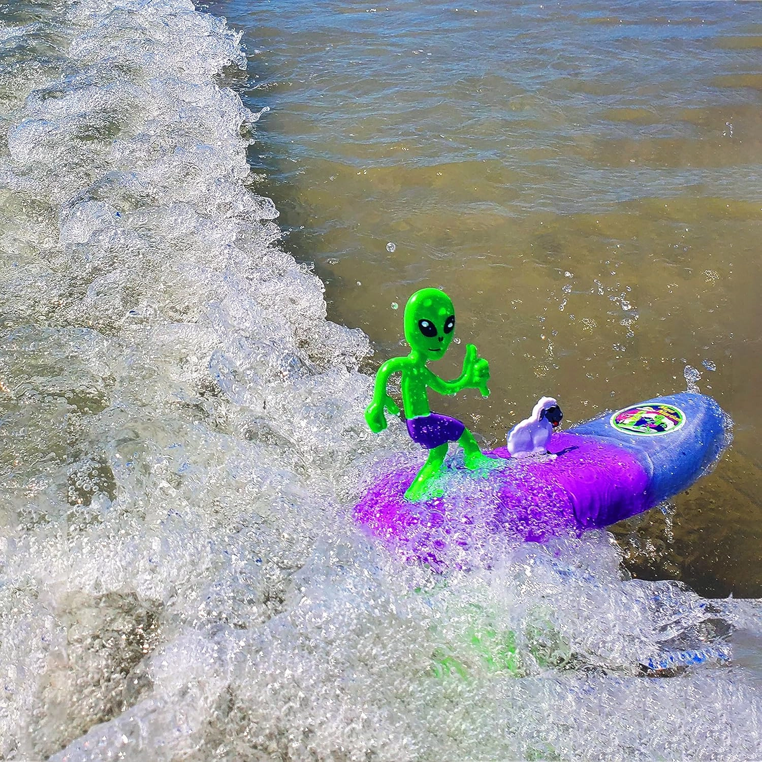 Surfer Dudes Legends & Surfer Pets Wave Powered Mini-Surfer, Pet and Surfboard Beach Toy - Maui Martian and Bahthoven