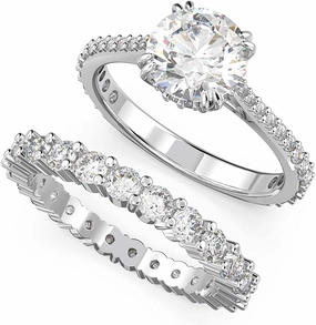SWAROVSKI Constella Ring Set Collection, Clear Crystals, Rhodium Tone Finish