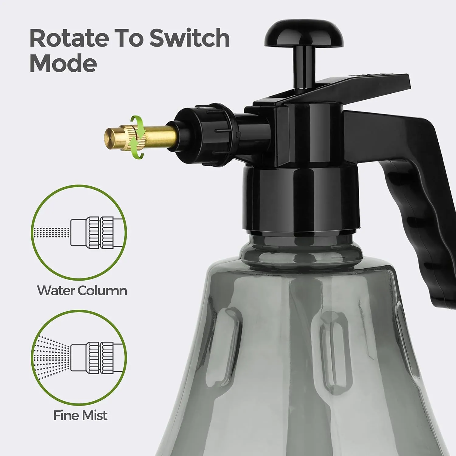 T4U Fine Mist Spray Bottle Plastic Grey 1.5L, Hand Held Pressure Plant Mister with Top Pump, Empty Water Sprayer Watering Can with Adjustable Nozzle for Indoor and Outdoor Gardening and Home Cleaning