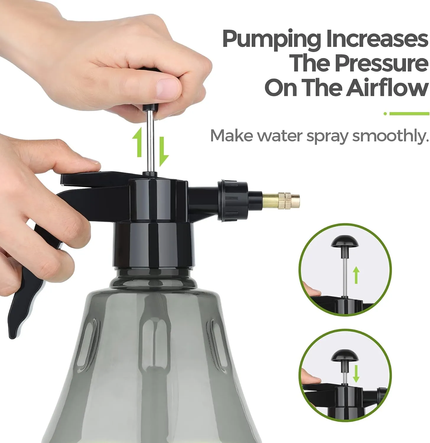 T4U Fine Mist Spray Bottle Plastic Grey 1.5L, Hand Held Pressure Plant Mister with Top Pump, Empty Water Sprayer Watering Can with Adjustable Nozzle for Indoor and Outdoor Gardening and Home Cleaning