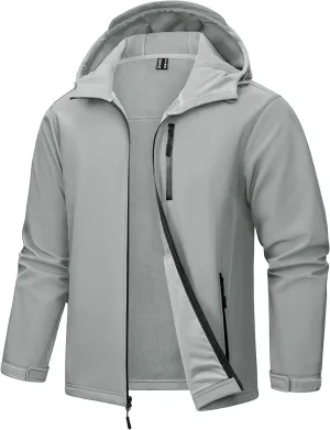 TACVASEN Men's Hooded Softshell Jacket Lightweight Waterproof Fleece Lined Windbreaker Rain Jacket Winter Outdoor Hiking
