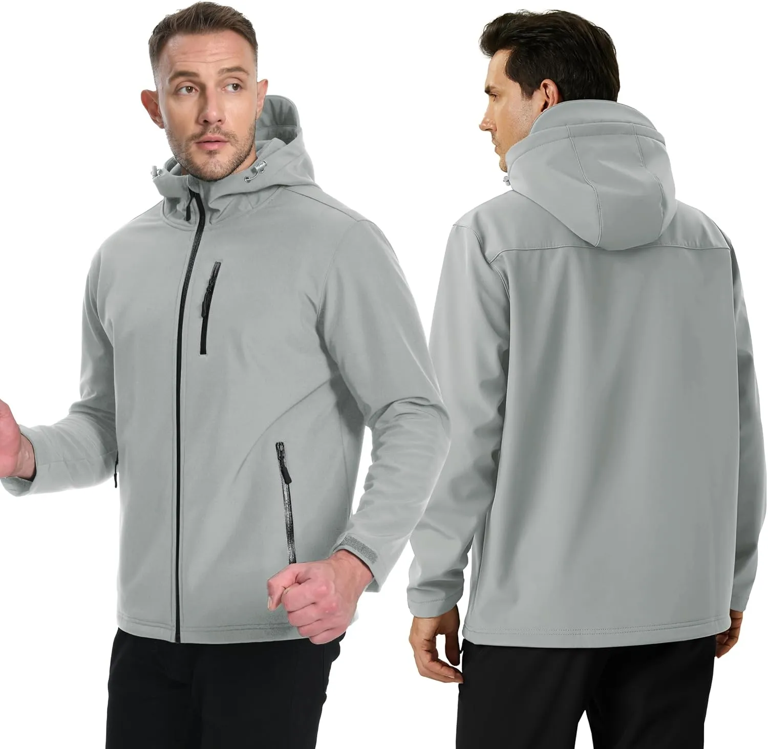 TACVASEN Men's Hooded Softshell Jacket Lightweight Waterproof Fleece Lined Windbreaker Rain Jacket Winter Outdoor Hiking