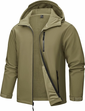 TACVASEN Men's Hooded Softshell Jacket Lightweight Waterproof Fleece Lined Windbreaker Rain Jacket Winter Outdoor Hiking