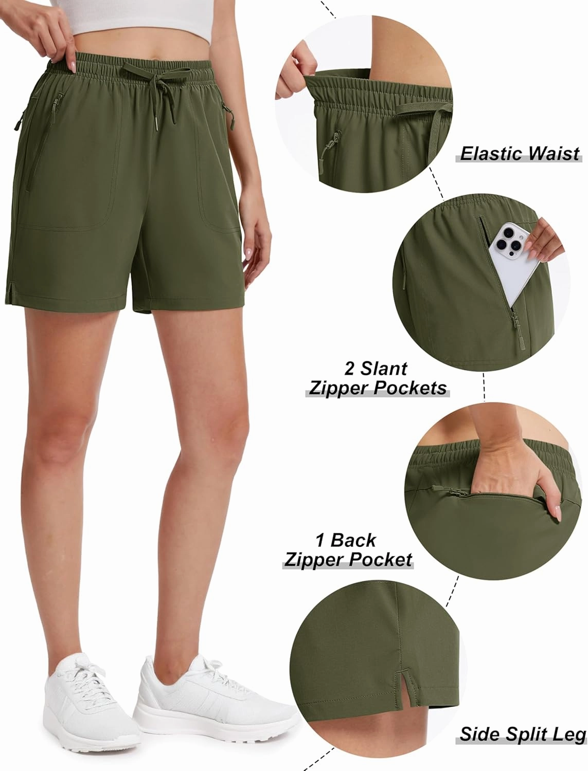 TACVASEN Women's 5'' Hiking Shorts Quick Dry Golf Lightweight UPF50  Athletic Shorts Summer Water Resistant Zipper Pockets