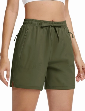 TACVASEN Women's 5'' Hiking Shorts Quick Dry Golf Lightweight UPF50  Athletic Shorts Summer Water Resistant Zipper Pockets