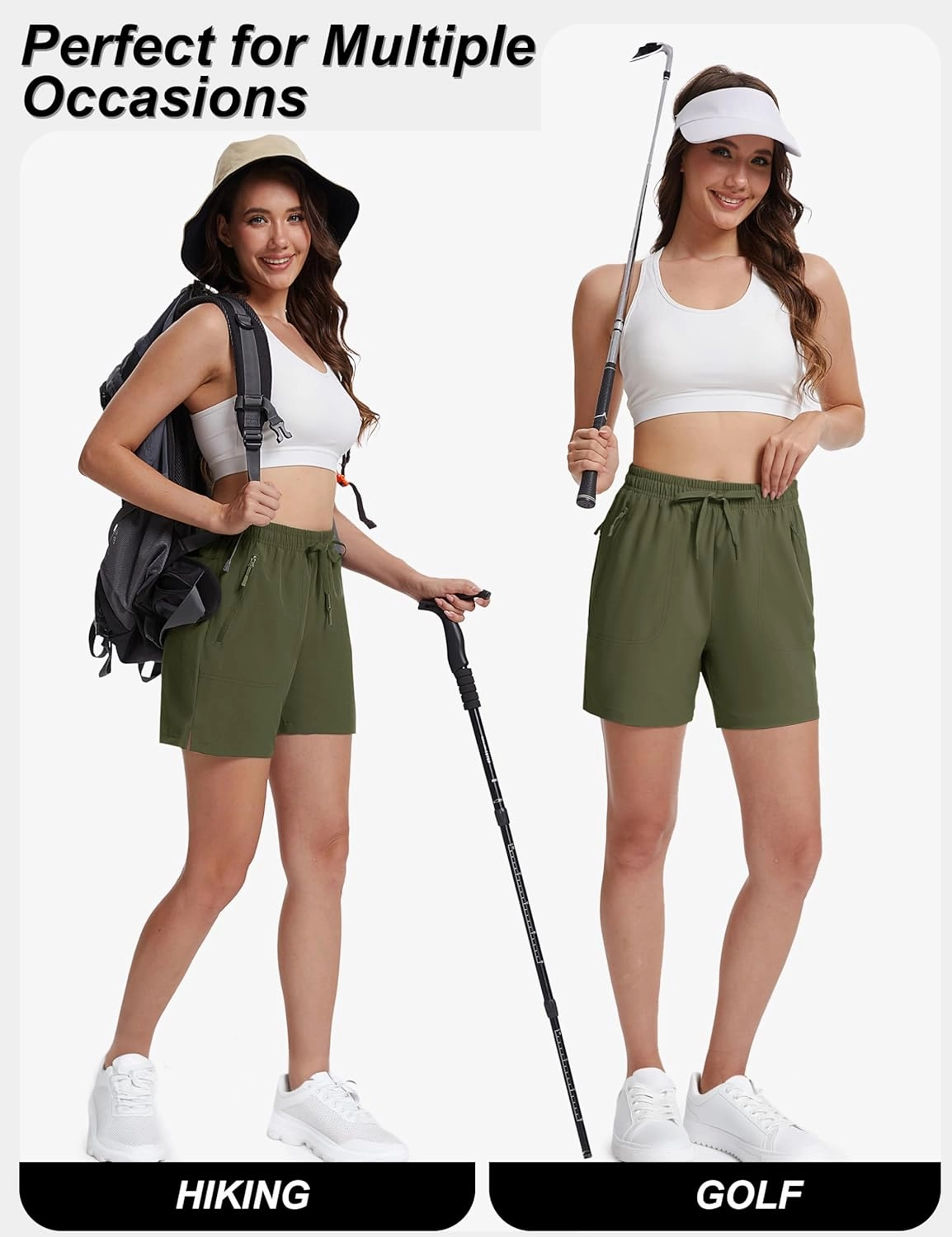 TACVASEN Women's 5'' Hiking Shorts Quick Dry Golf Lightweight UPF50  Athletic Shorts Summer Water Resistant Zipper Pockets