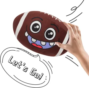 Talking Football Plush Pillow 8.6"" Sports Balls Toy Interactive Stuffed Football Throw Shaped Pillow Football Stuffy Plushie with Music and Sound for Kids Toddlers, Medium, Brown