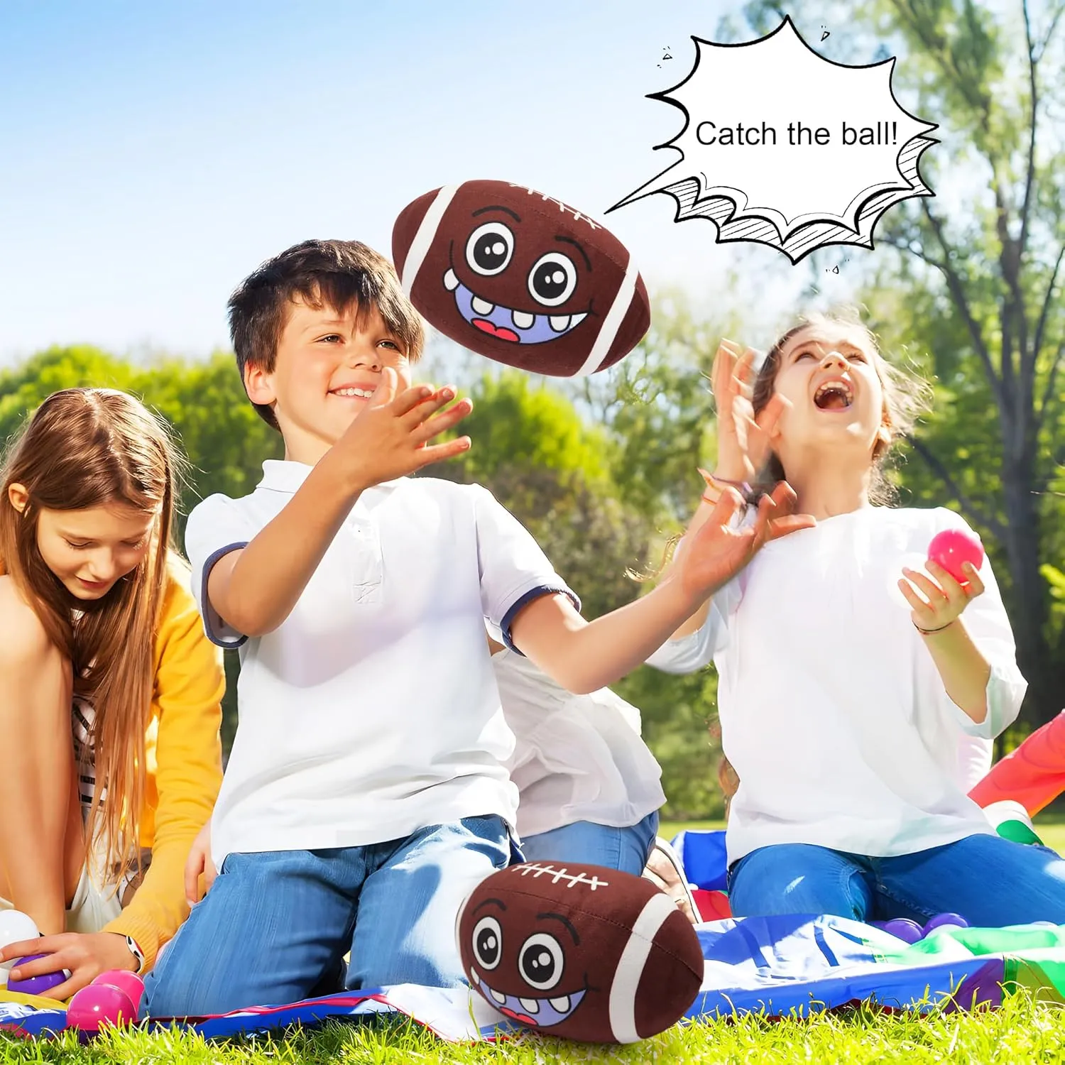 Talking Football Plush Pillow 8.6"" Sports Balls Toy Interactive Stuffed Football Throw Shaped Pillow Football Stuffy Plushie with Music and Sound for Kids Toddlers, Medium, Brown