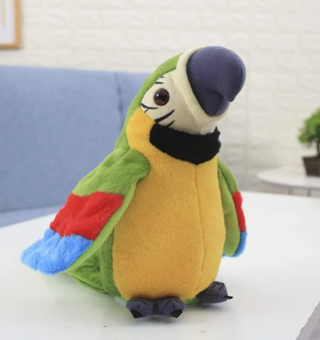 Talking Parrot Speaking Parrot Record Repeats Toy Talking Stuffed Animal Waving Wings Interactive Plush Toy Kid Birthday Gift