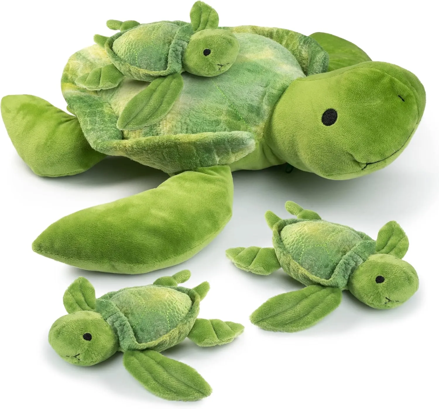 Talking Stuffed Mommy Sea Turtle With 3 Baby Turtles in Her Tummy | Plush Animal Family | Mom and Baby Stuffed Animals for Ages 0 