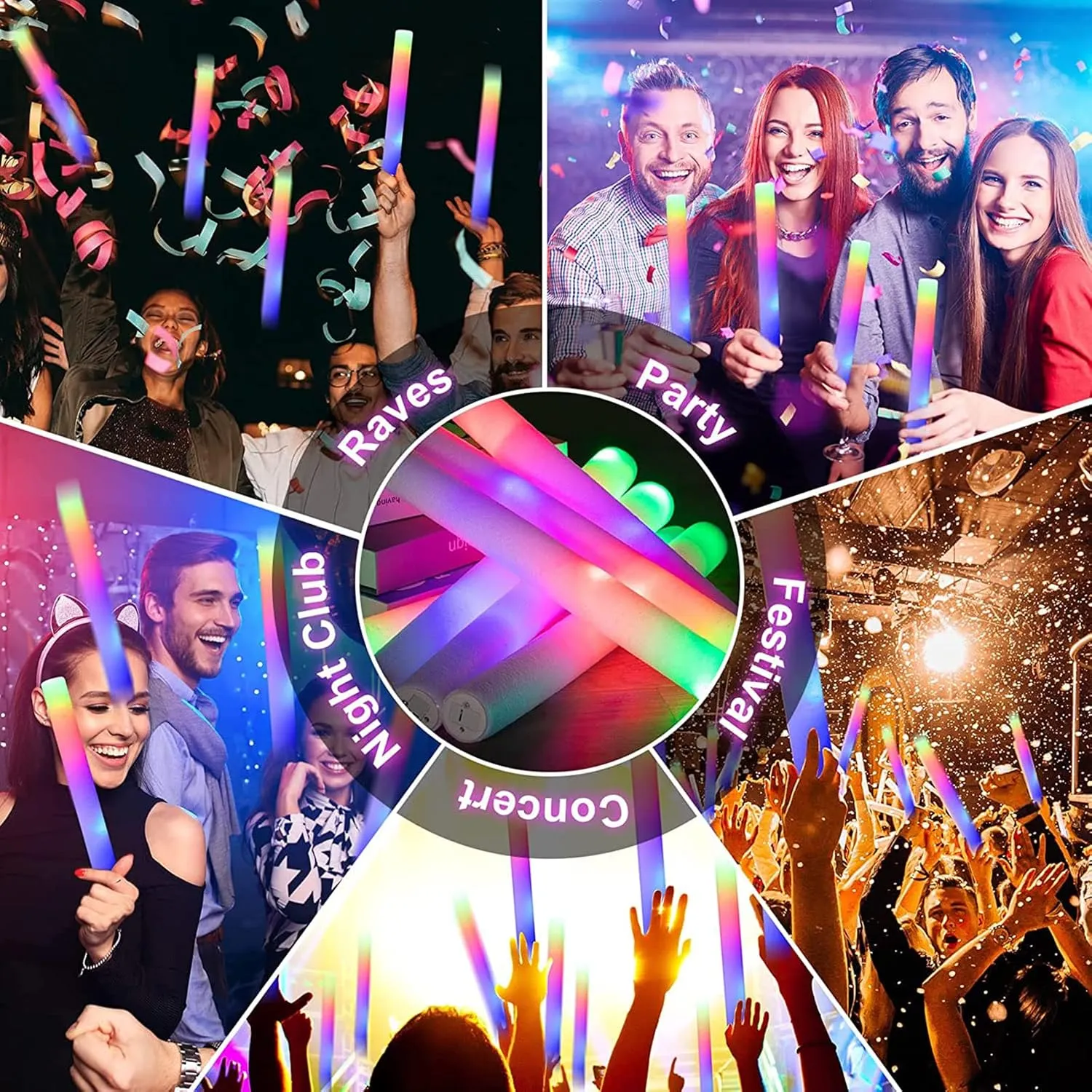 Taotuo Glow Sticks Bulk, 20 Pack LED Light Up Foam Sticks 3 Modes Color Flashing,Glow Party Supplies for Wedding Birthday, Raves, Concert, Camping, New Year, Carnival, Halloween Christmas