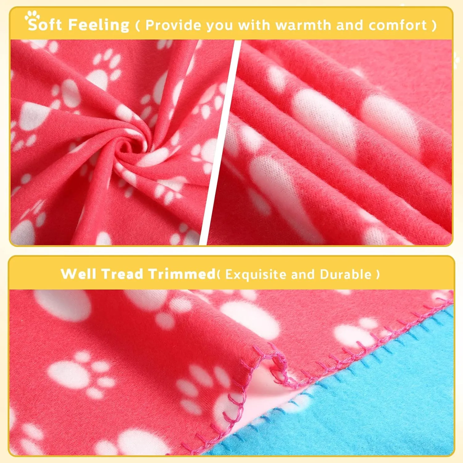 Tegeme 12 Pieces Fleece Blankets for Pets Dog Puppy Paw Print Cat Bedding Cover Blanket for Small Animals Pig Cage Liner Sleep Mat Pad Kitten Soft Warm(Cute Style,28 x 24 Inches)