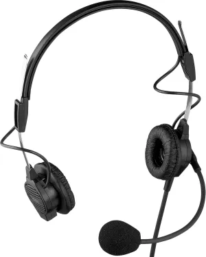 TELEX PH44 Lightweight Dual Sided Headset for RTS Noise Cancelling Dynamic Microphone on Adjustable Gooseneck Boom Arm Lightly Padded Headband