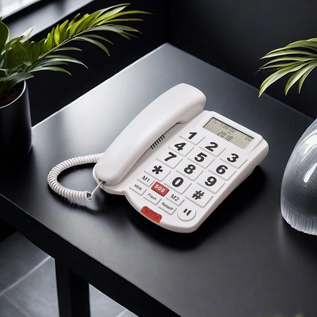TelPal Corded Big Button Telephone for Seniors Caller ID Landline Phones for Elderly Amplified Telefonos Home Phone for Old People with SOS, Speaker, Redial & Memory