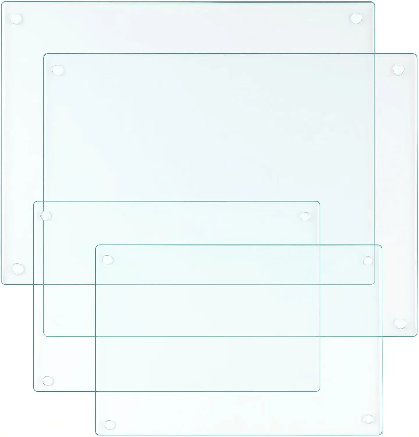 Tempered Glass Cutting Boards for Kitchen,Clear Cutting Board for Countertop,Non-slip Chopping Board,Table protection, Heat Resistant, Shatter Resistant (Clear, Set of 4)