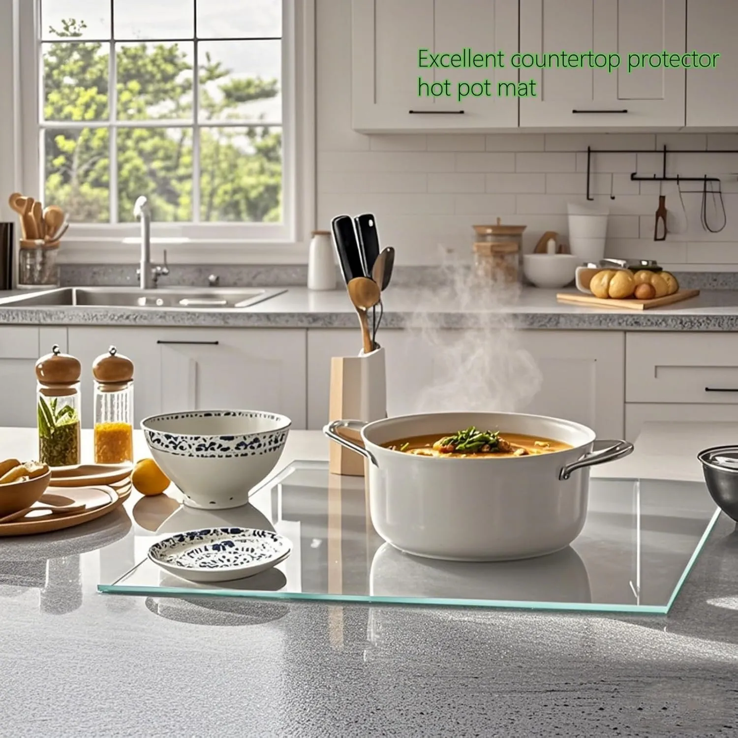 Tempered Glass Cutting Boards for Kitchen,Clear Cutting Board for Countertop,Non-slip Chopping Board,Table protection, Heat Resistant, Shatter Resistant (Clear, Set of 4)