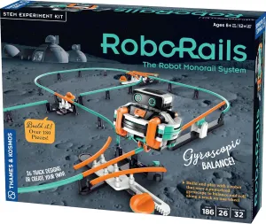 Thames & Kosmos RoboRails STEM Kit, Toy of The Year Winner, Build a Robot Monorail System w/Splitters, Cross Switch, Seesaw Mechanism, Modern-Day Model Train Set, Explore Physics, Gyroscopic Forces