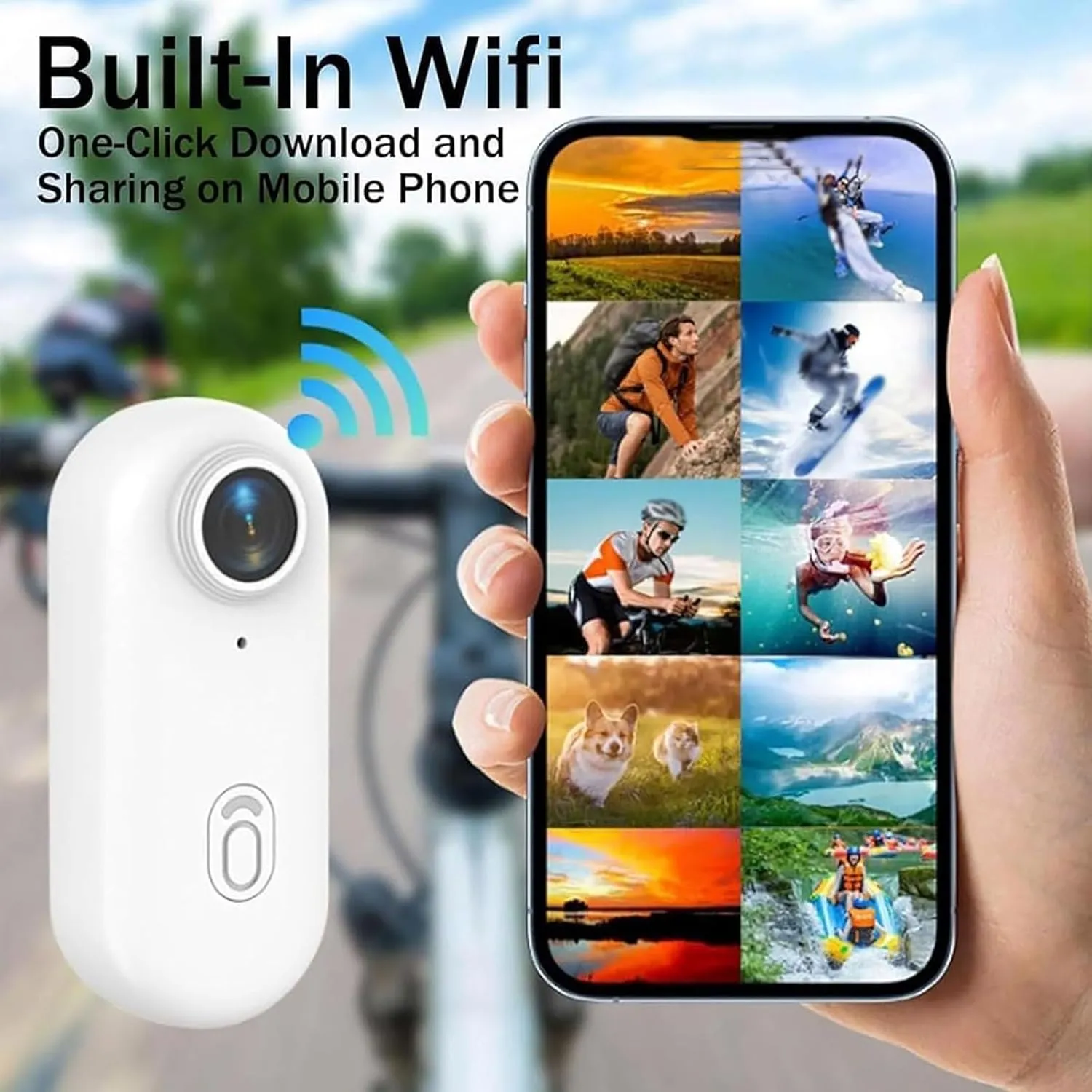 The Snap Cam - 4k Mini Body Camera, Magnetic Wearable Action Cam with Hands-Free Video Recording, Portable Sports Camera for Travel, Vlogging, Biking, Pet Moments (White, 1080P)