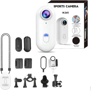 The Snap Cam - 4k Mini Body Camera, Magnetic Wearable Action Cam with Hands-Free Video Recording, Portable Sports Camera for Travel, Vlogging, Biking, Pet Moments (White, 1080P)