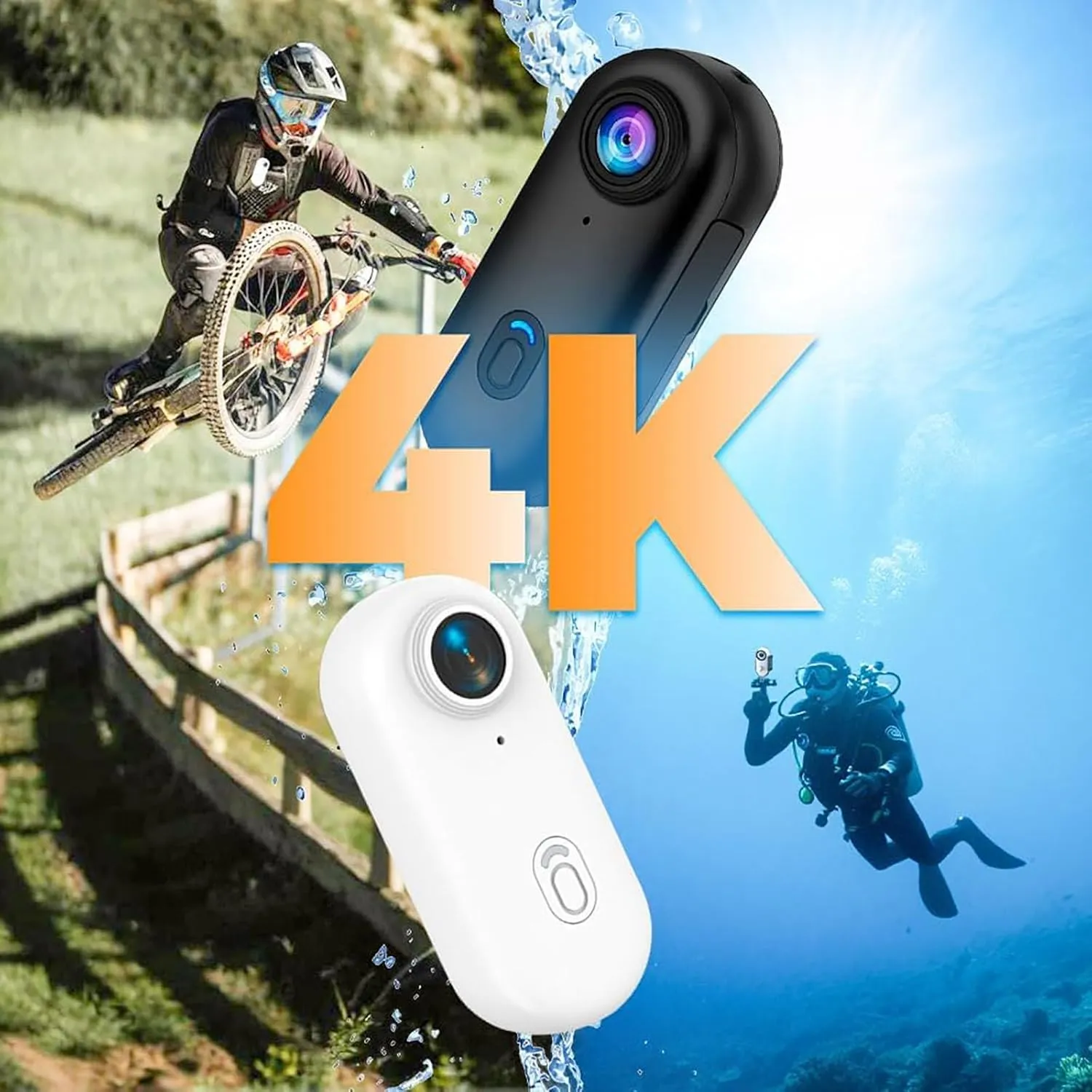 The Snap Cam - 4k Mini Body Camera, Magnetic Wearable Action Cam with Hands-Free Video Recording, Portable Sports Camera for Travel, Vlogging, Biking, Pet Moments (White, 1080P)
