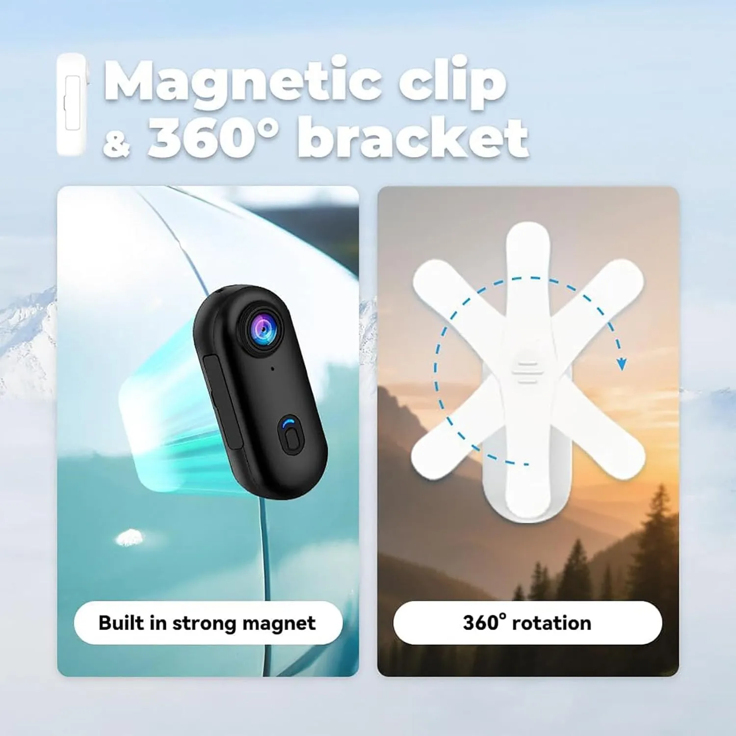 The Snap Cam - 4k Mini Body Camera, Magnetic Wearable Action Cam with Hands-Free Video Recording, Portable Sports Camera for Travel, Vlogging, Biking, Pet Moments (White, 1080P)