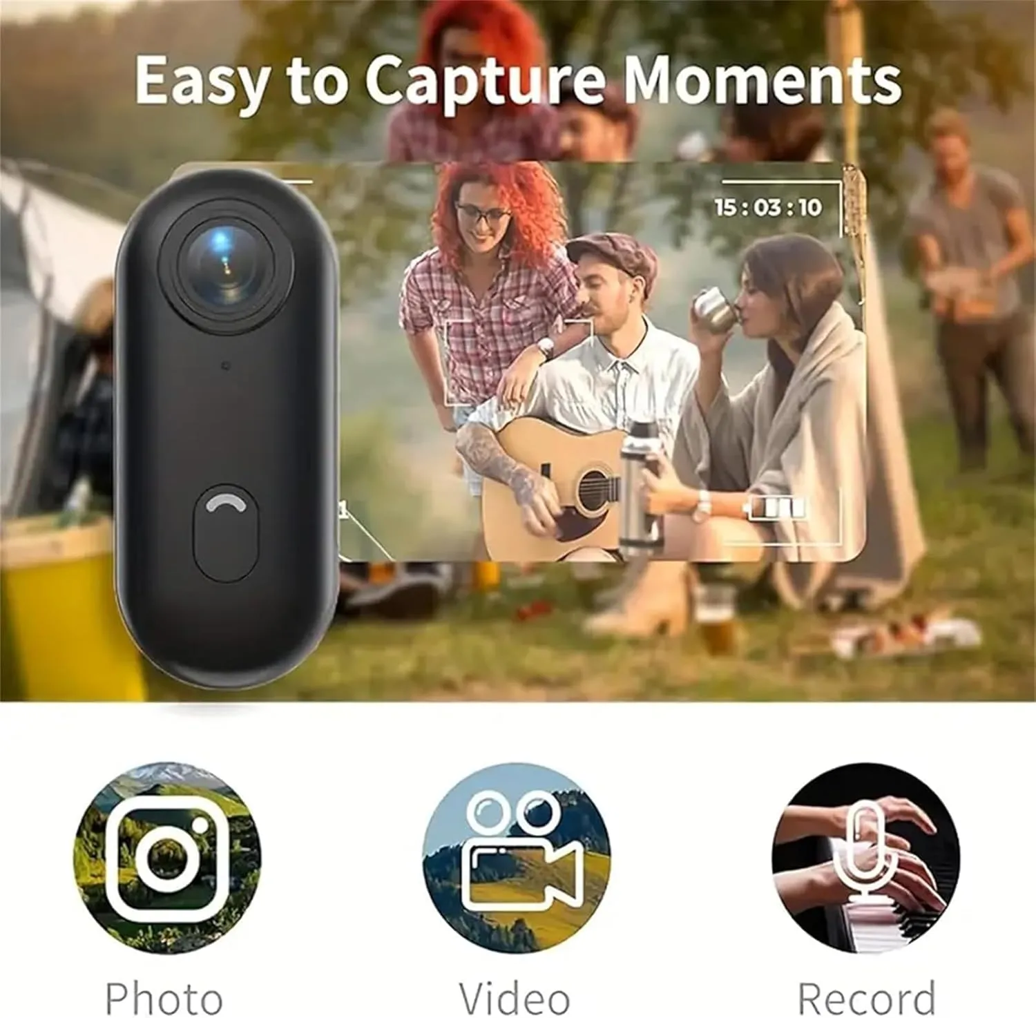 The Snap Cam, The Snap Camera, Snap Camera Baseball, Treklon 4s 4k Mini Handsfree Bodycam, Treklon Pov Cameras, HD 1080p Mini Wearable Body Adventure Action Cameras with Audio, Video (White, 1080P)