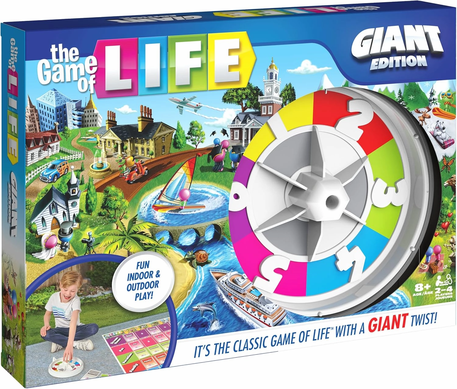 The Game of Life, Giant Edition Family Board Game Indoor/Outdoor Fun Game with Big Oversized Gameboard Cards Spinner, for Adults and Kids Ages 8 and up