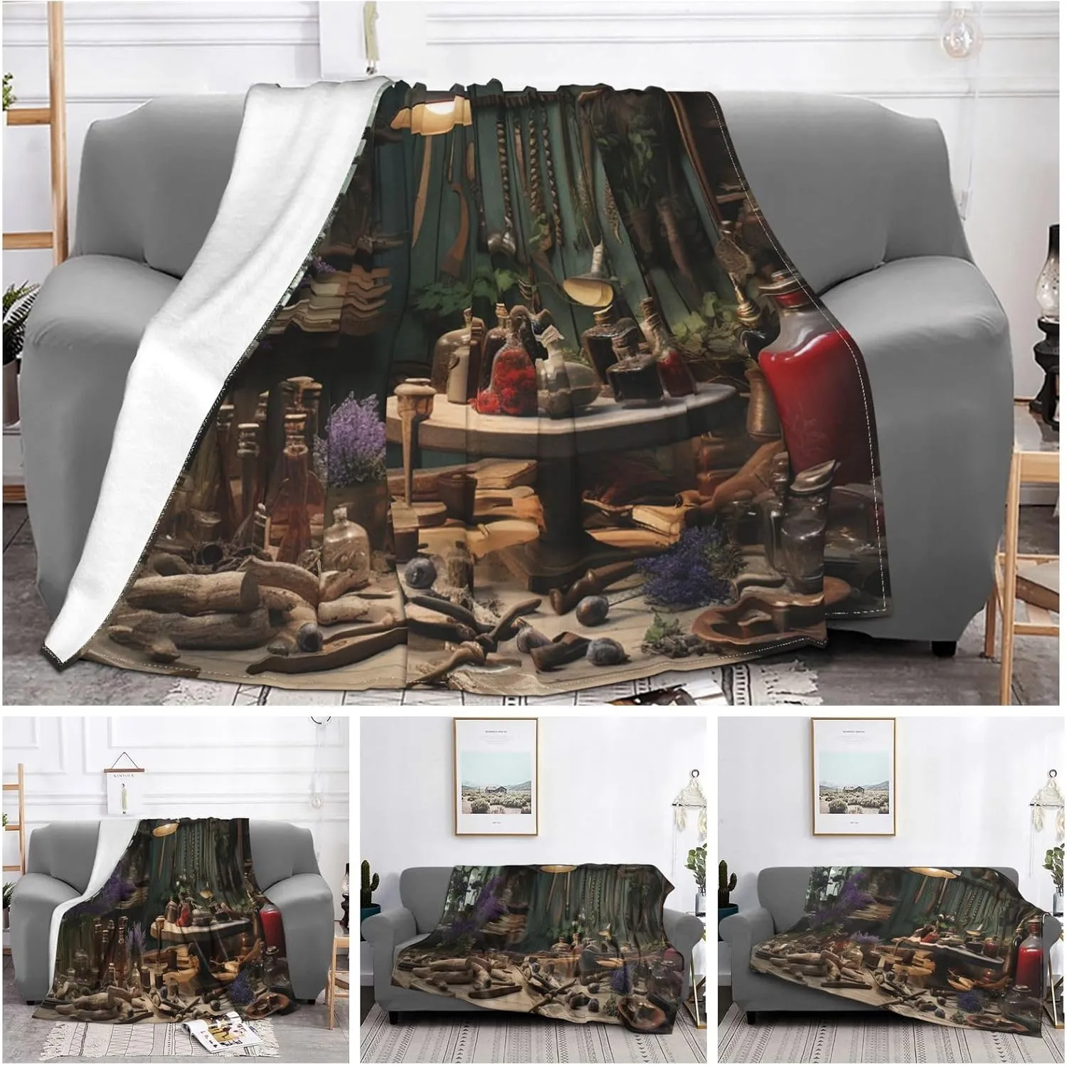 Throw Blanket 50"x40" Bed Blanket Workshop Flannel Blankets for Sofa Reversible Plush Blanket Soft Cozy Throw Blankets for Couch Camping All Seasons
