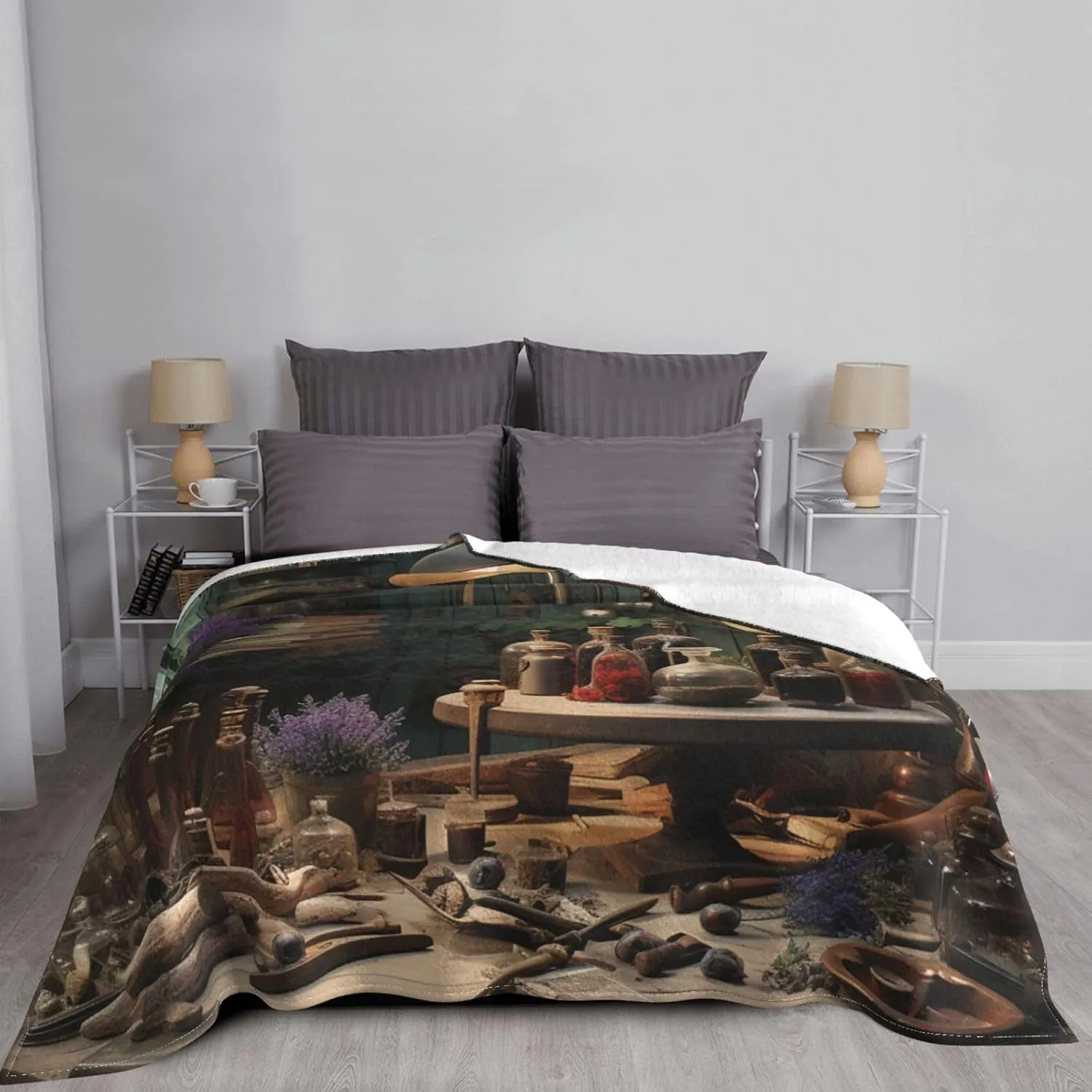 Throw Blanket 50"x40" Bed Blanket Workshop Flannel Blankets for Sofa Reversible Plush Blanket Soft Cozy Throw Blankets for Couch Camping All Seasons