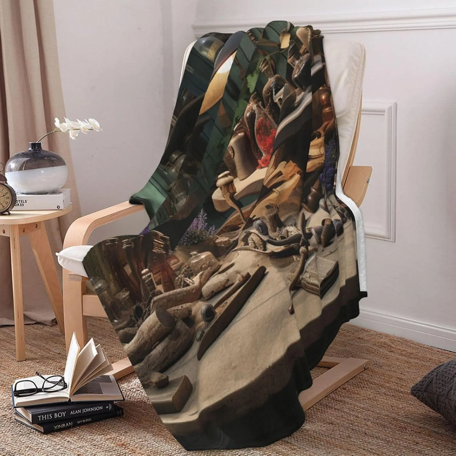 Throw Blanket Normal Bed Blanket Workshop Flannel Blankets for Sofa Reversible Plush Blanket Soft Cozy Throw Blankets for Couch Camping All Seasons