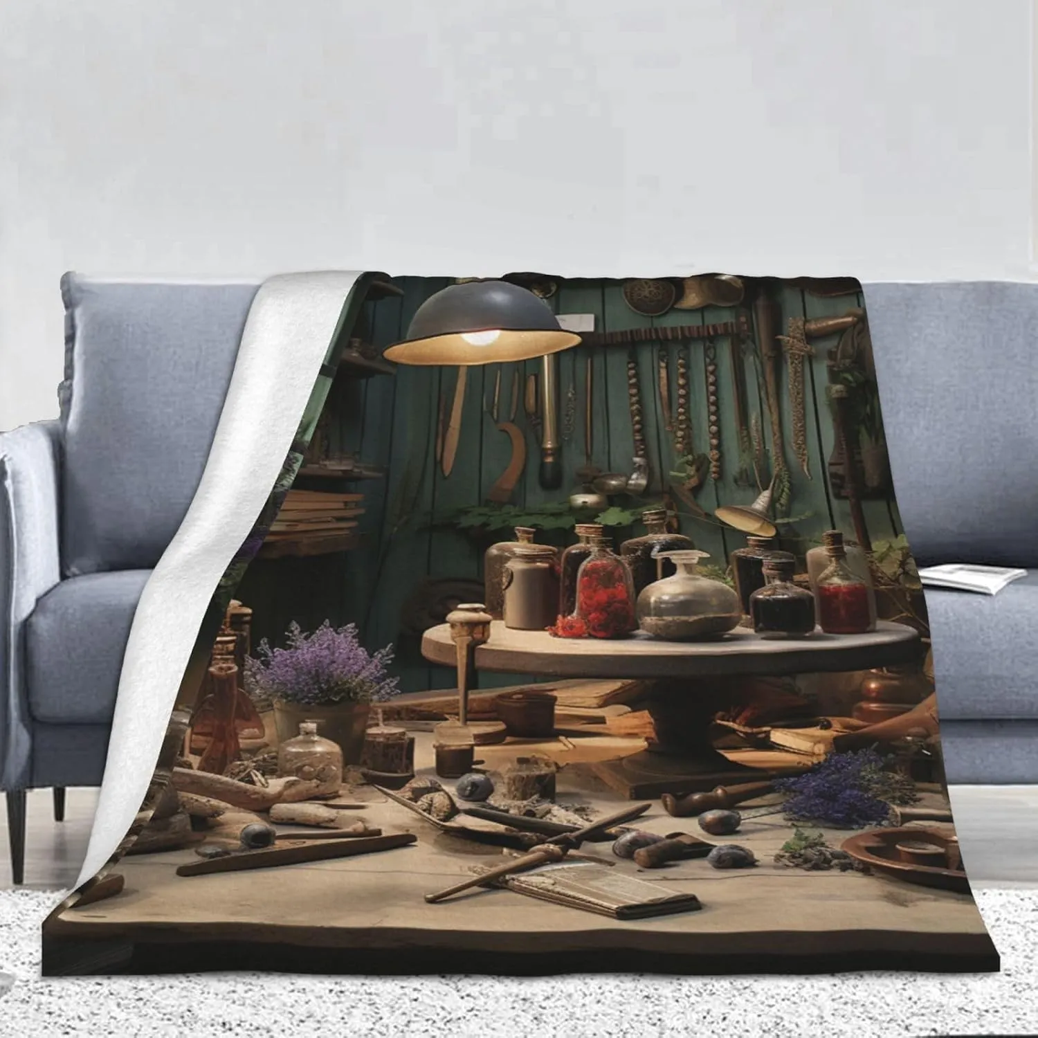 Throw Blanket Normal Bed Blanket Workshop Flannel Blankets for Sofa Reversible Plush Blanket Soft Cozy Throw Blankets for Couch Camping All Seasons