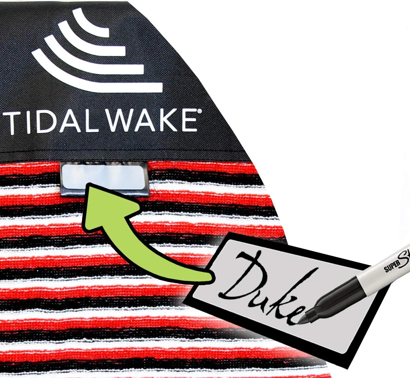 Tidal Wake TAG-IT Pointed Nose Surf & Wake Board Sock Bag with Built-in Name Tag, 52-53" Personalize with Your Name!