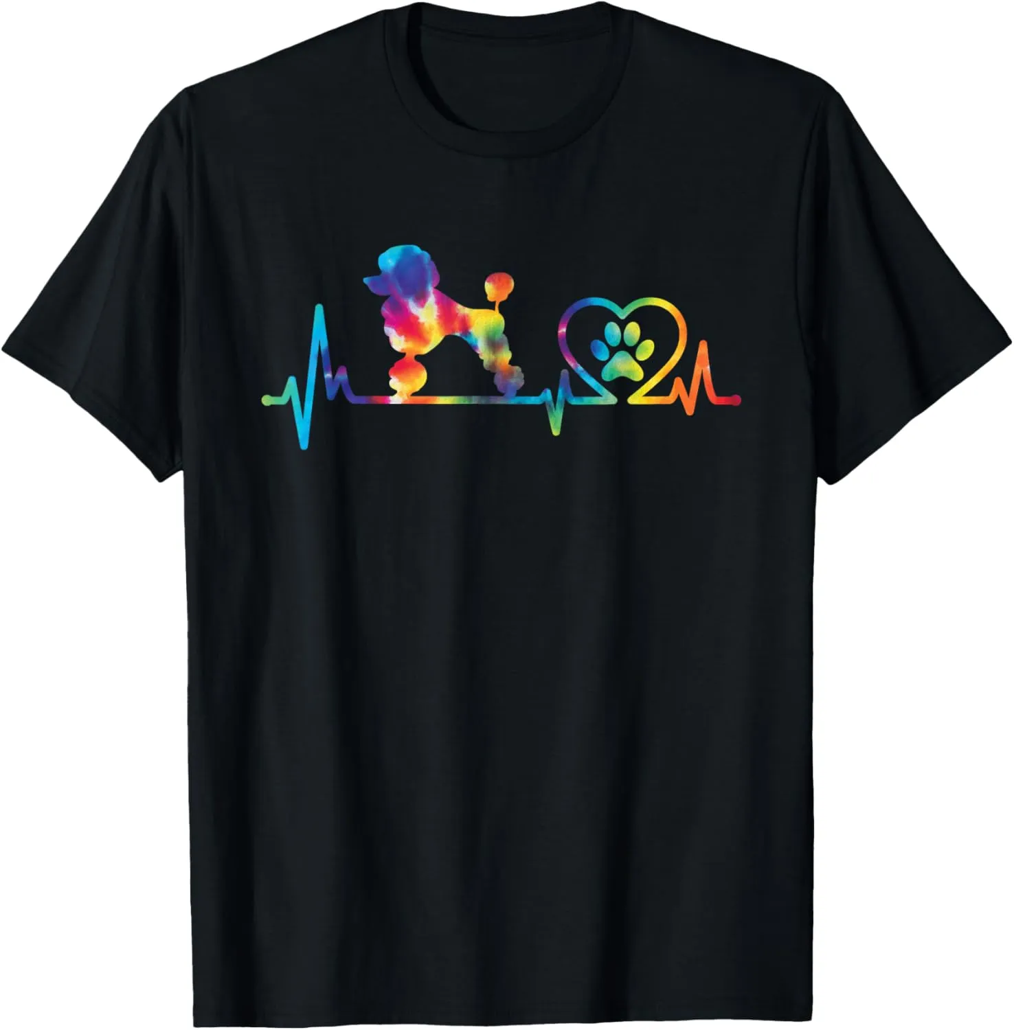 Tie Dye Poodle Heartbeat - Dog Lover Pet Trainer Breeder T-Shirt