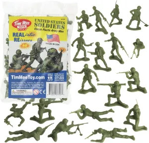 TimMee Plastic Army Men - OD Green 48pc Toy Soldier Figures - Made in USA