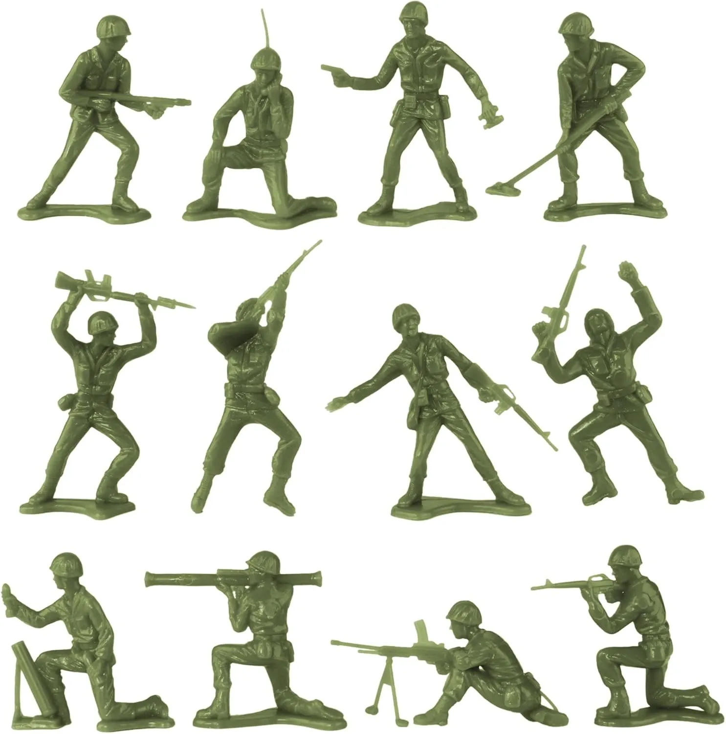 TimMee Plastic Army Men - OD Green 48pc Toy Soldier Figures - Made in USA